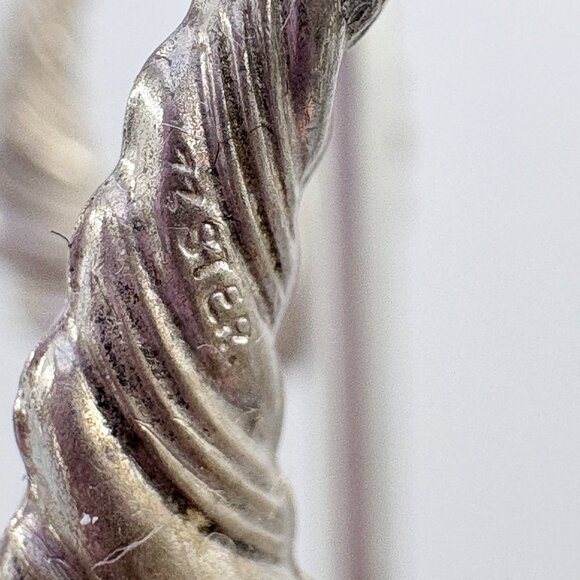 VTG Sterling Silver 925 Puffed Twist Design Hoop Earrings Size 1.25" Length - Picture 3 of 8